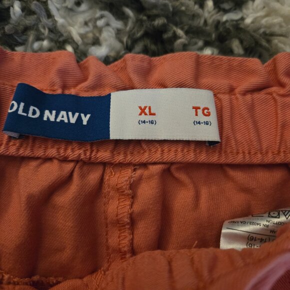 Old Navy Girls XL (14-16) Coral Paperbag Waist Shorts Tie Belt Summer - Picture 2 of 2